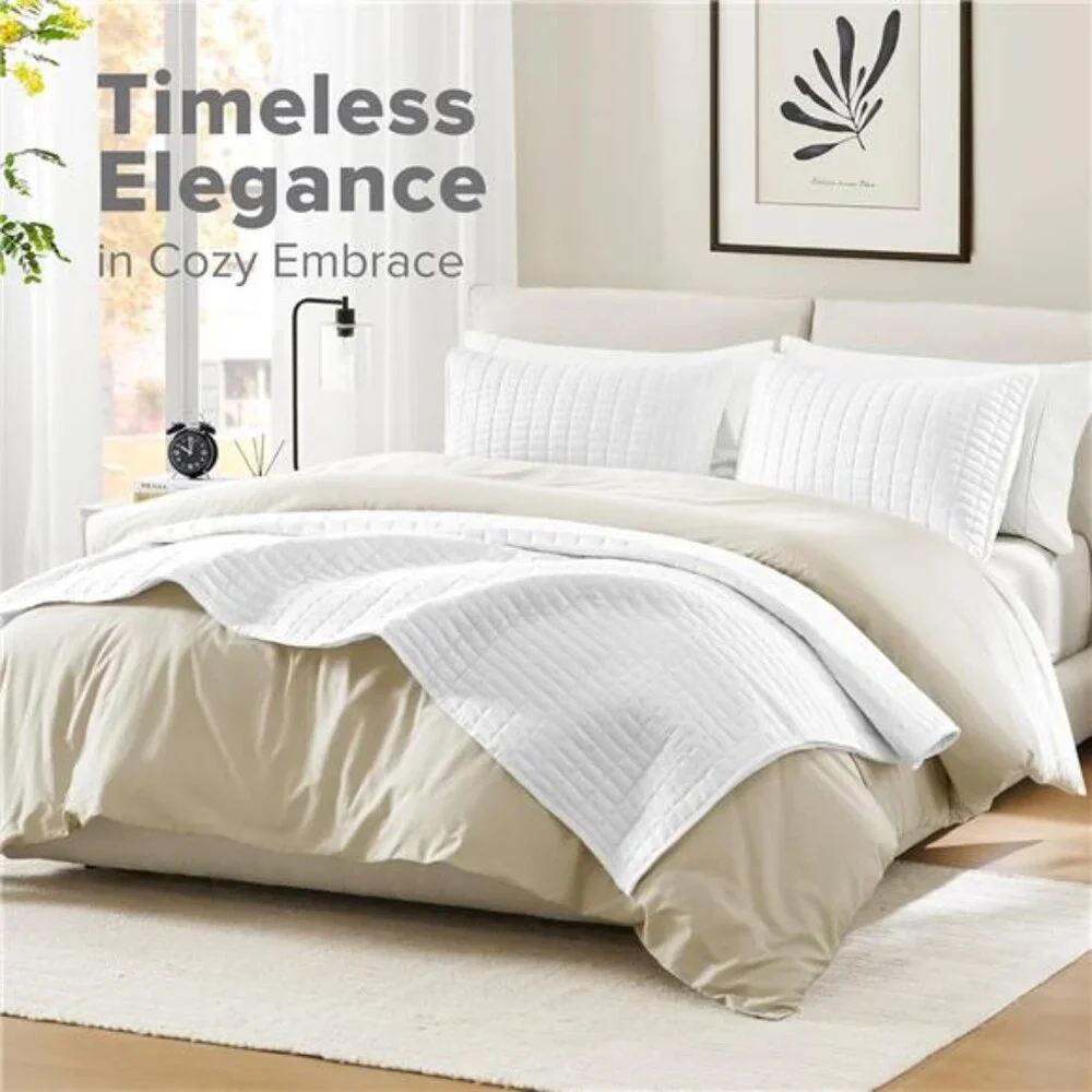 Comfort Spaces Kienna Quilt Set- Double Sided Stitching Design Summer Blanket